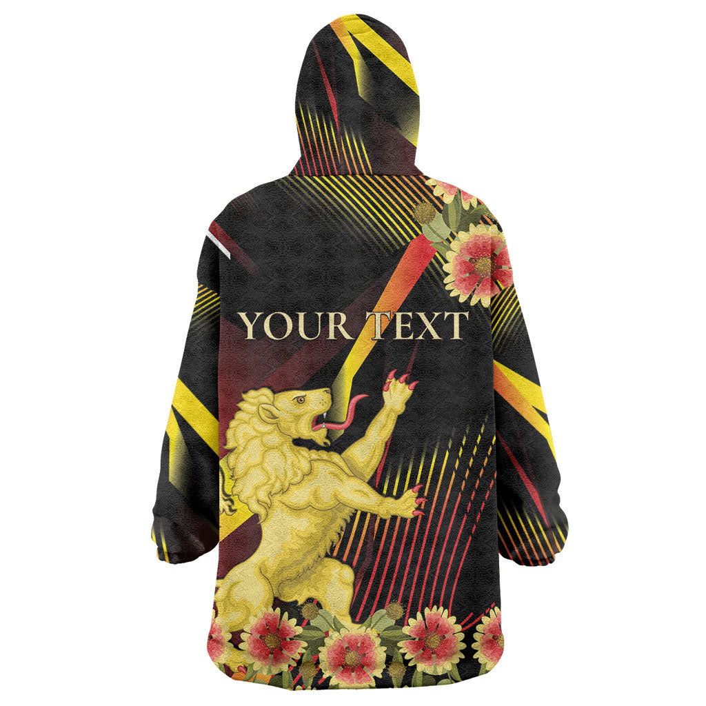 Personalized Belgium National Day Wearable Blanket Hoodie Rampant Lion Gaillardia Heritage Pride