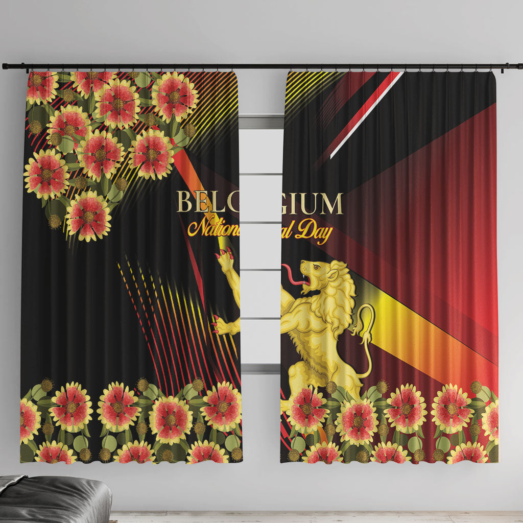 Belgium National Day Window Curtain Rampant Lion Gaillardia Heritage Pride