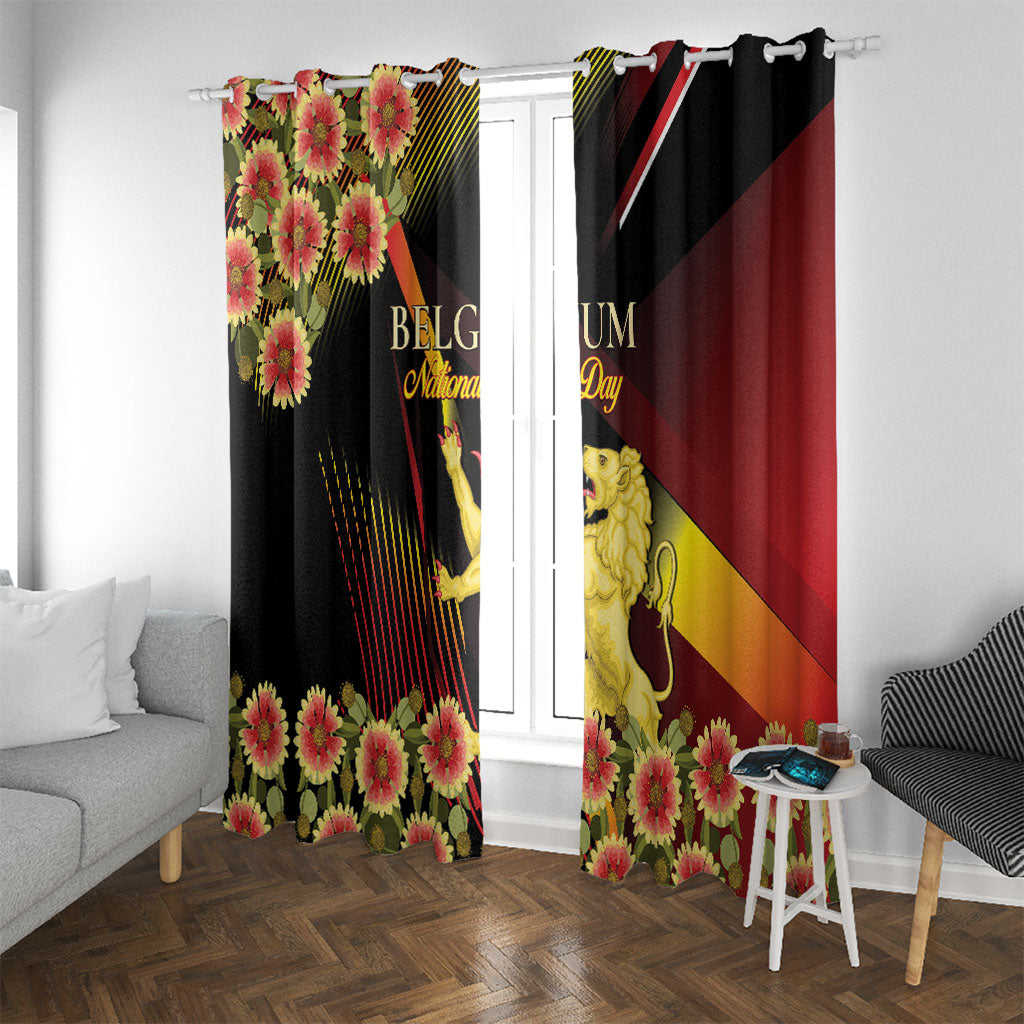 Belgium National Day Window Curtain Rampant Lion Gaillardia Heritage Pride