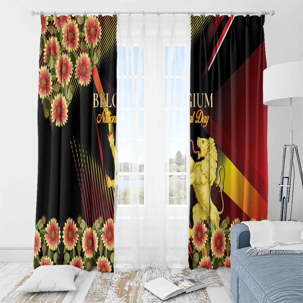 Belgium National Day Window Curtain Rampant Lion Gaillardia Heritage Pride