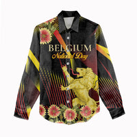 Personalized Belgium National Day Women Casual Shirt Rampant Lion Gaillardia Heritage Pride