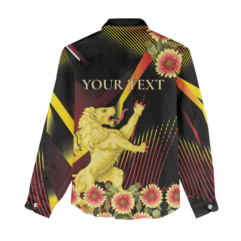 Personalized Belgium National Day Women Casual Shirt Rampant Lion Gaillardia Heritage Pride