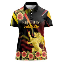 Personalized Belgium National Day Women Polo Shirt Rampant Lion Gaillardia Heritage Pride