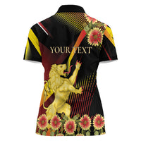 Personalized Belgium National Day Women Polo Shirt Rampant Lion Gaillardia Heritage Pride