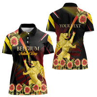 Personalized Belgium National Day Women Polo Shirt Rampant Lion Gaillardia Heritage Pride
