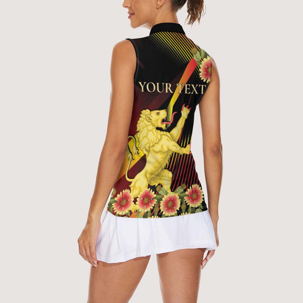 Personalized Belgium National Day Women Sleeveless Polo Shirt Rampant Lion Gaillardia Heritage Pride