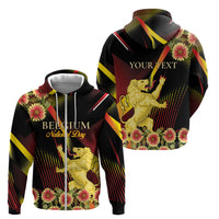 Personalized Belgium National Day Zip Hoodie Rampant Lion Gaillardia Heritage Pride