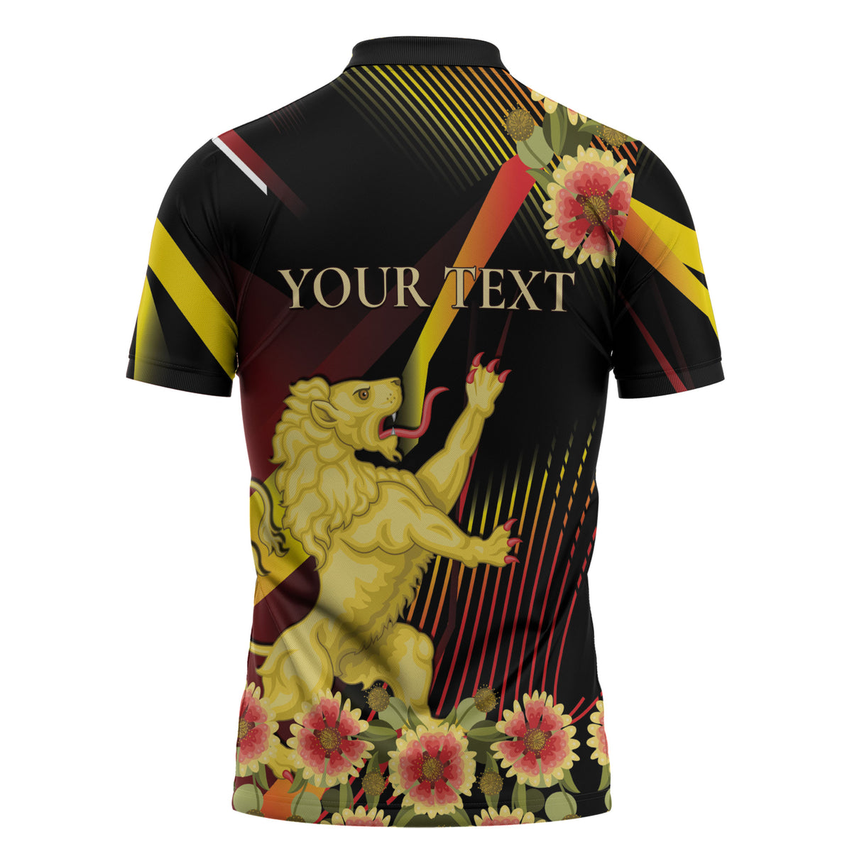 Personalized Belgium National Day Zipper Polo Shirt Rampant Lion Gaillardia Heritage Pride