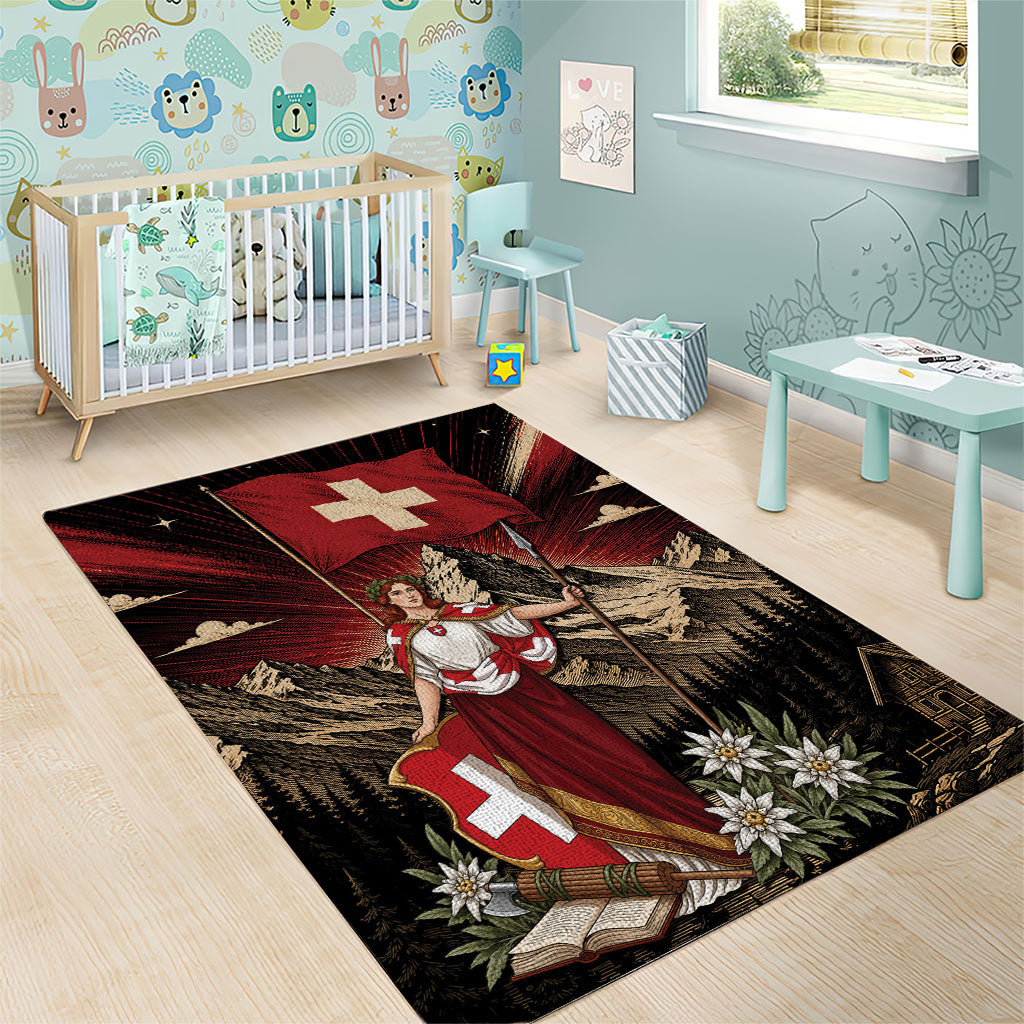 Switzerland National Day Area Rug Helvetia Alps Heritage Pride