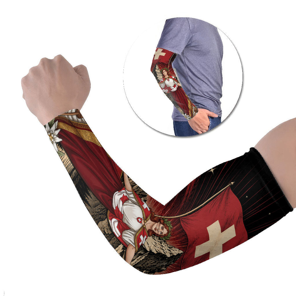 Switzerland National Day Arm Sleeves Helvetia Alps Heritage Pride