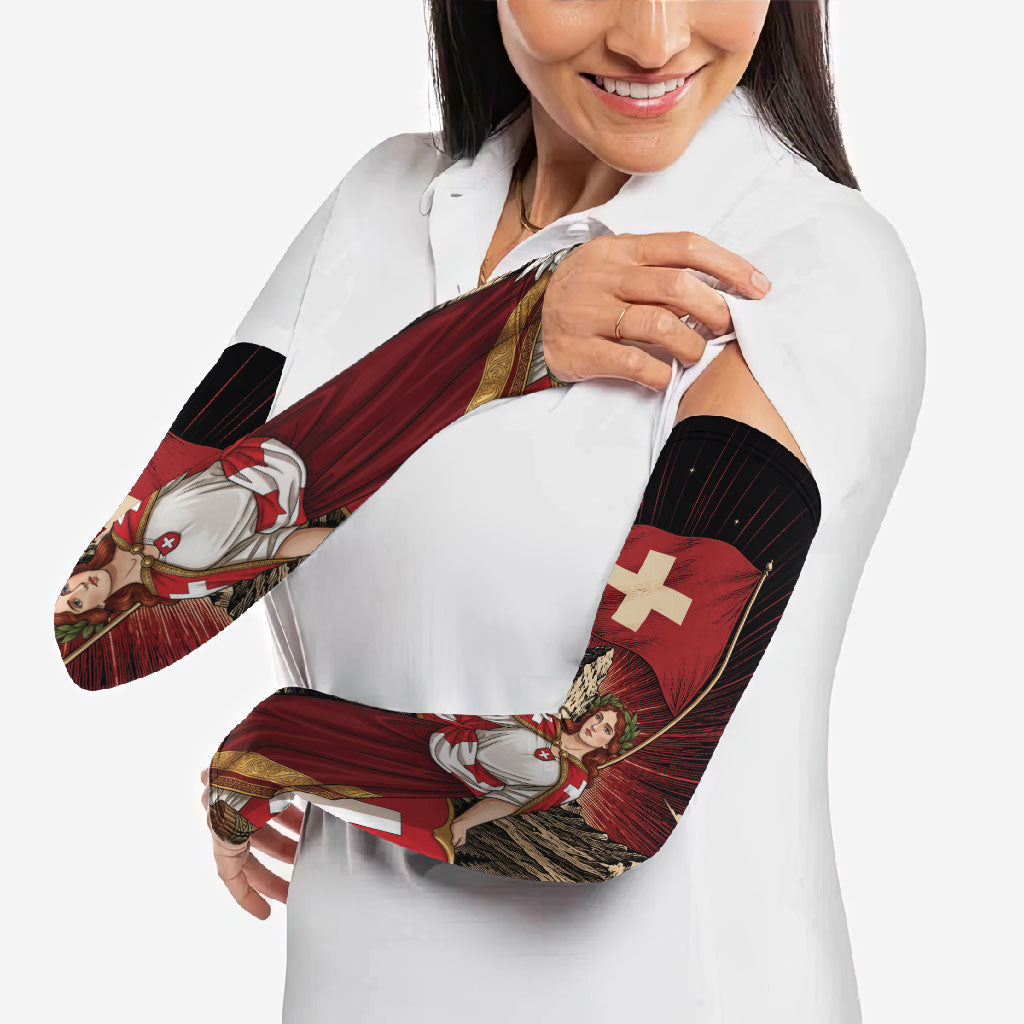 Switzerland National Day Arm Sleeves Helvetia Alps Heritage Pride