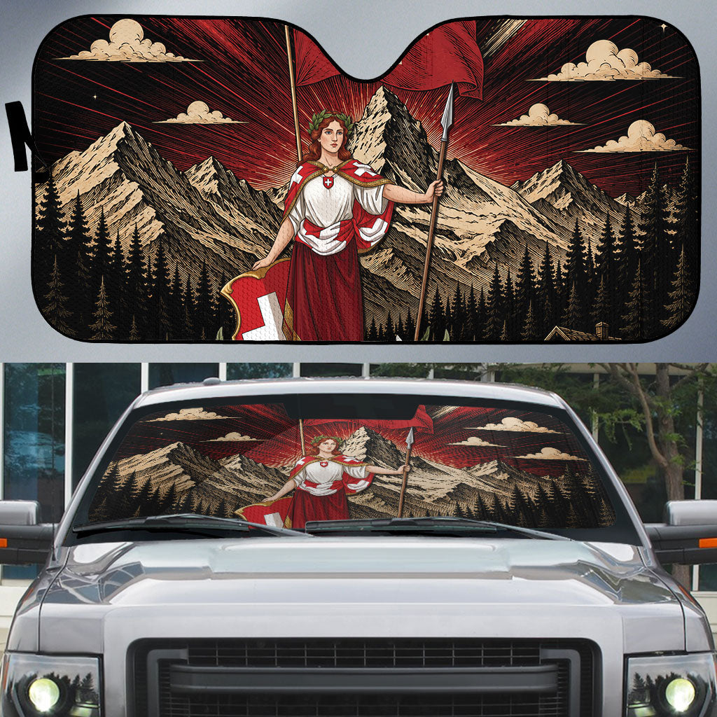 Switzerland National Day Auto Sun Shade Helvetia Alps Heritage Pride
