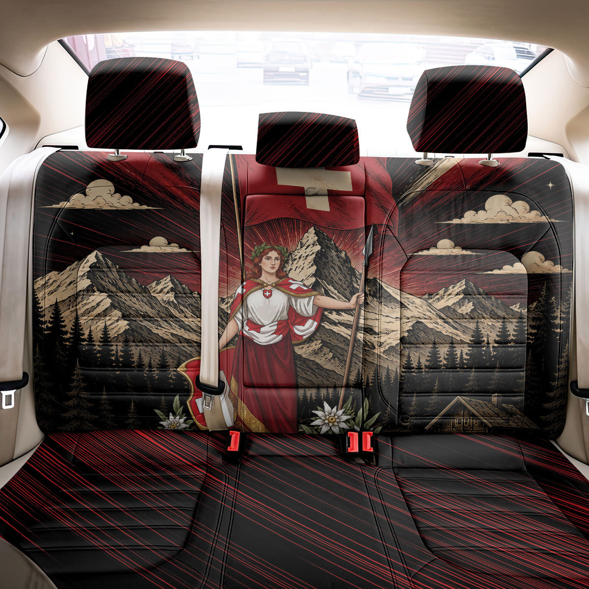 Switzerland National Day Back Car Seat Cover Helvetia Alps Heritage Pride