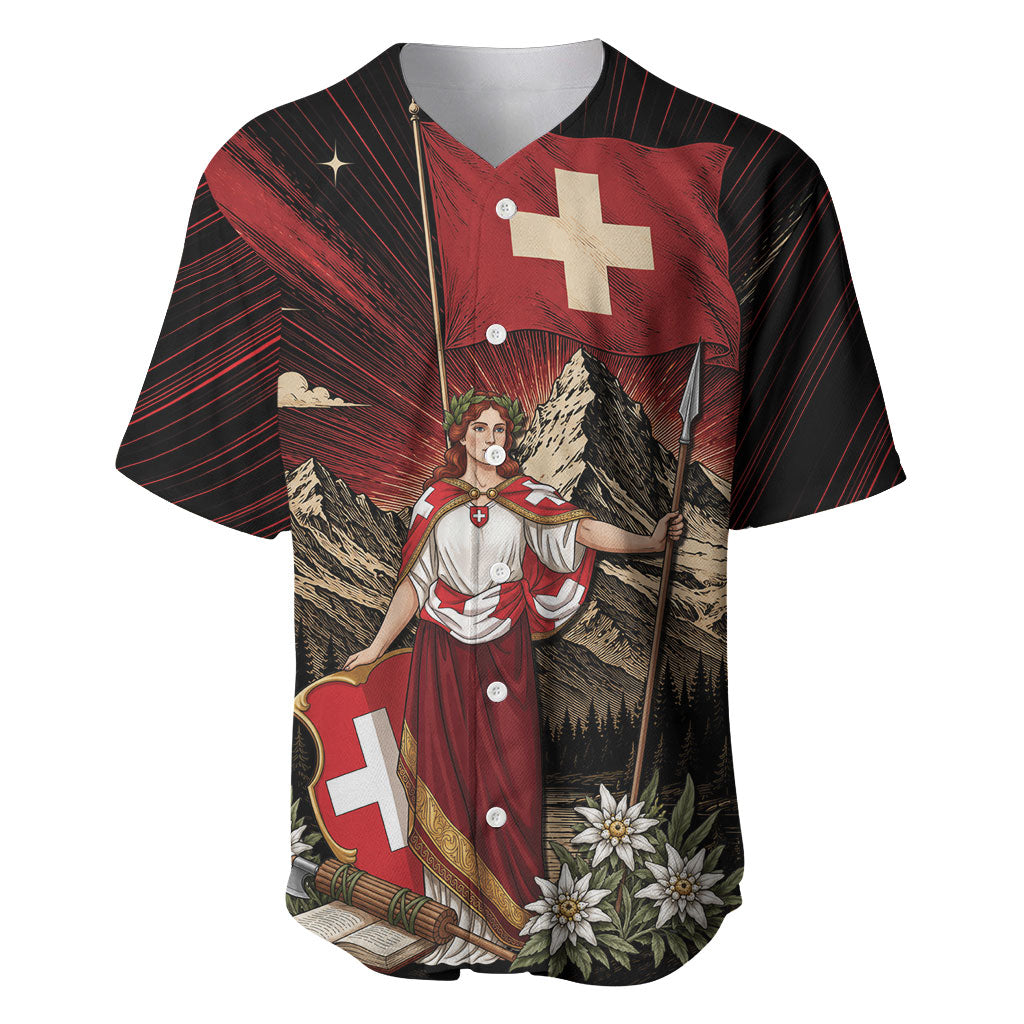Switzerland National Day Baseball Jersey Helvetia Alps Heritage Pride