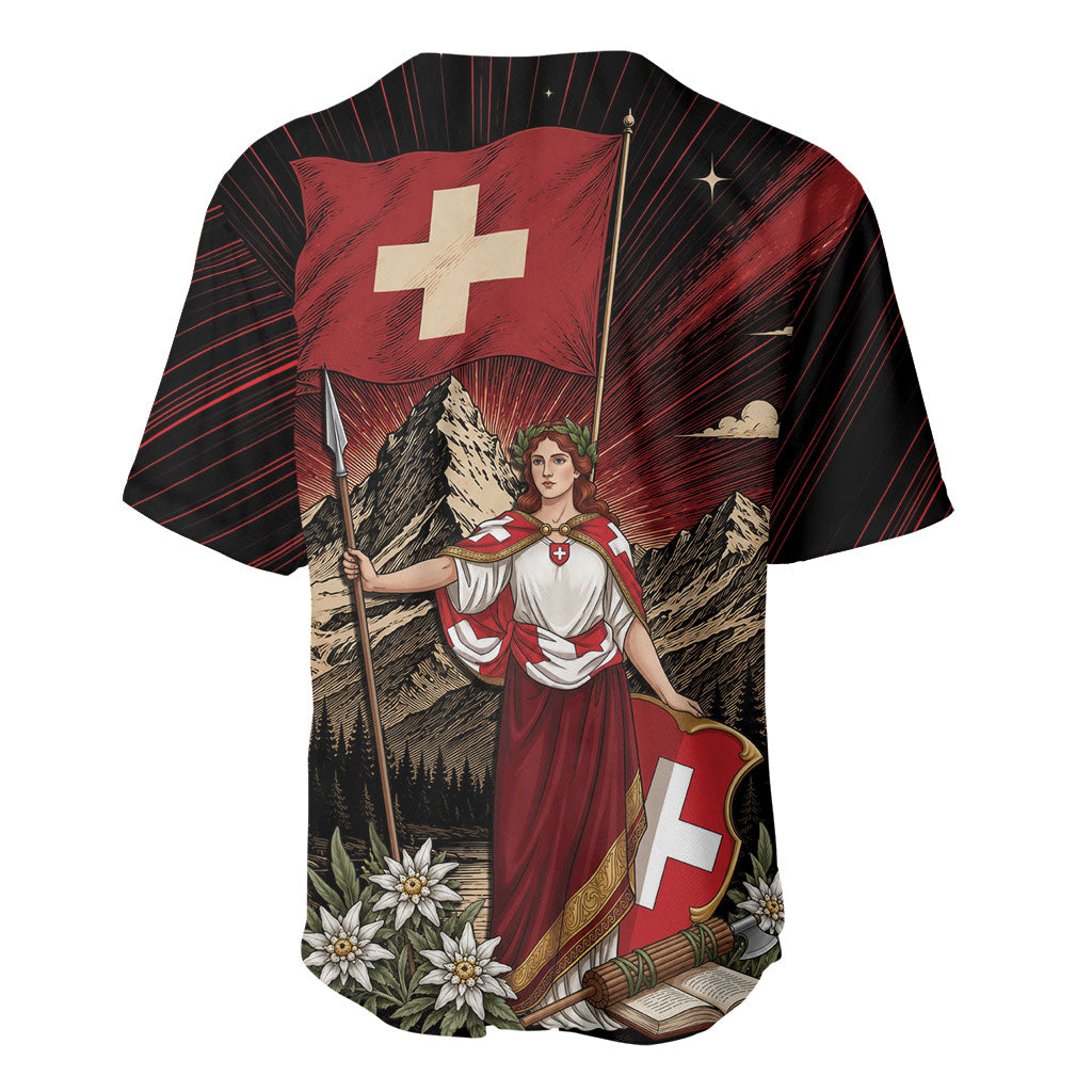 Switzerland National Day Baseball Jersey Helvetia Alps Heritage Pride
