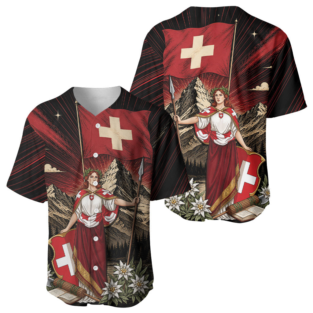 Switzerland National Day Baseball Jersey Helvetia Alps Heritage Pride