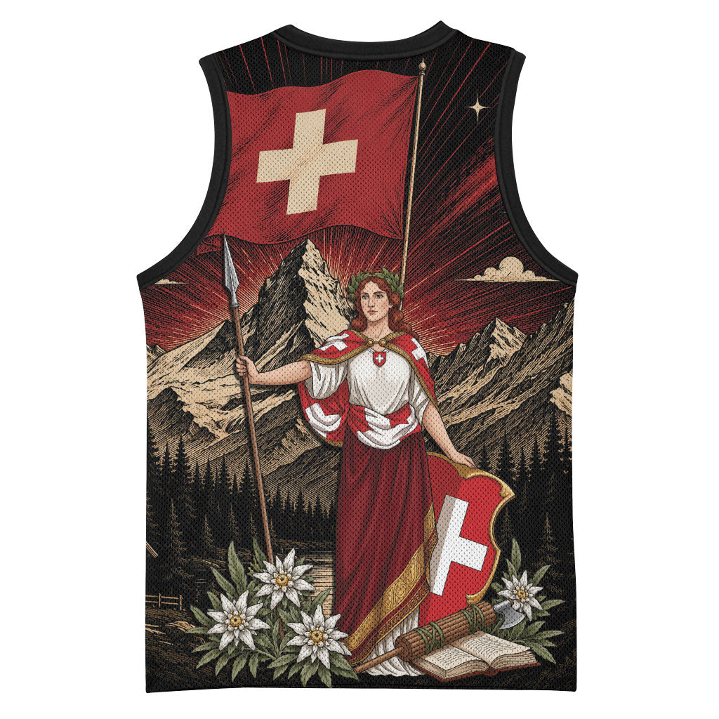 Switzerland National Day Basketball Jersey Helvetia Alps Heritage Pride