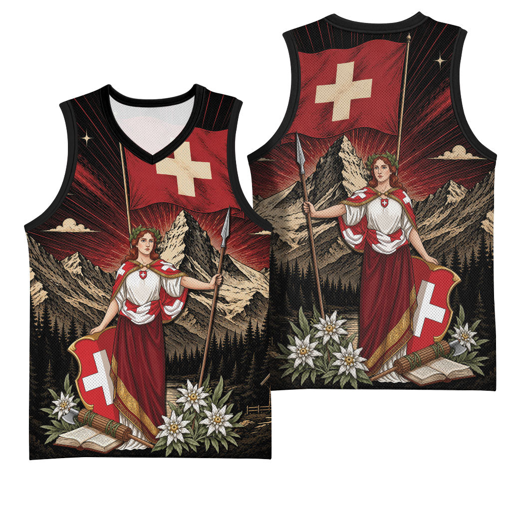 Switzerland National Day Basketball Jersey Helvetia Alps Heritage Pride