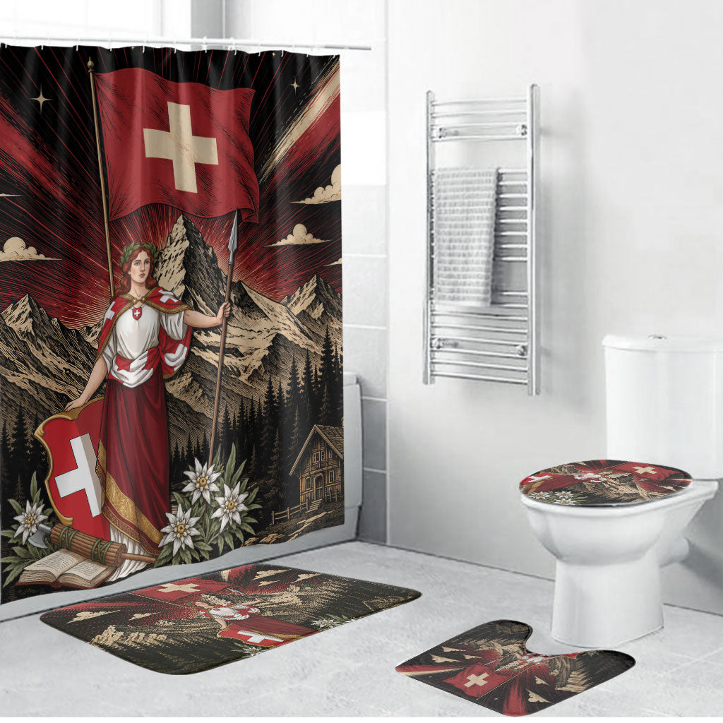 Switzerland National Day Bathroom Set Helvetia Alps Heritage Pride