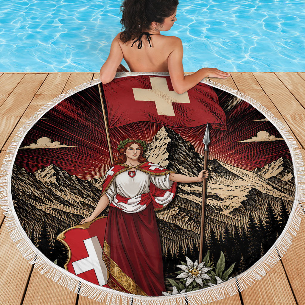 Switzerland National Day Beach Blanket Helvetia Alps Heritage Pride