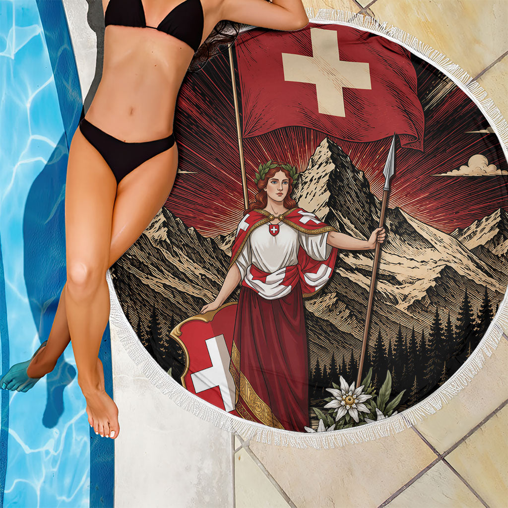 Switzerland National Day Beach Blanket Helvetia Alps Heritage Pride