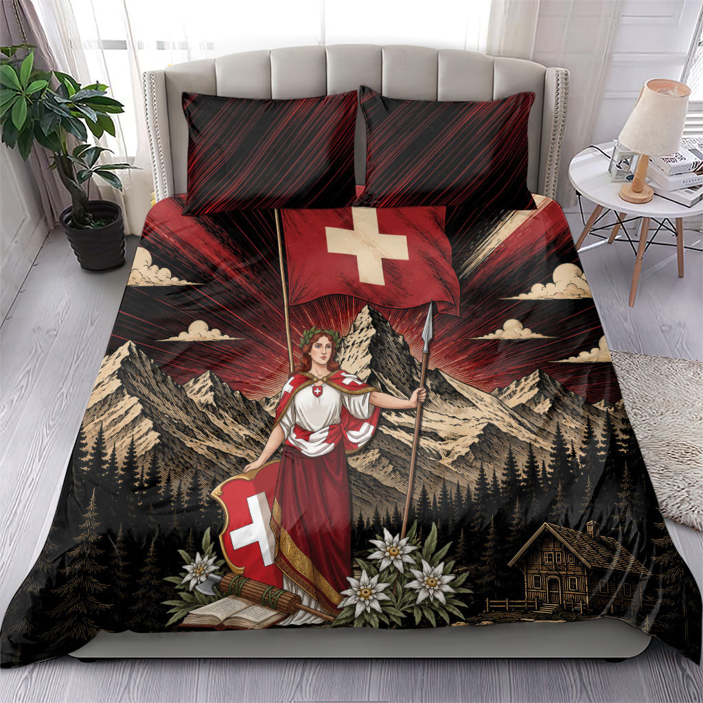 Switzerland National Day Bedding Set Helvetia Alps Heritage Pride