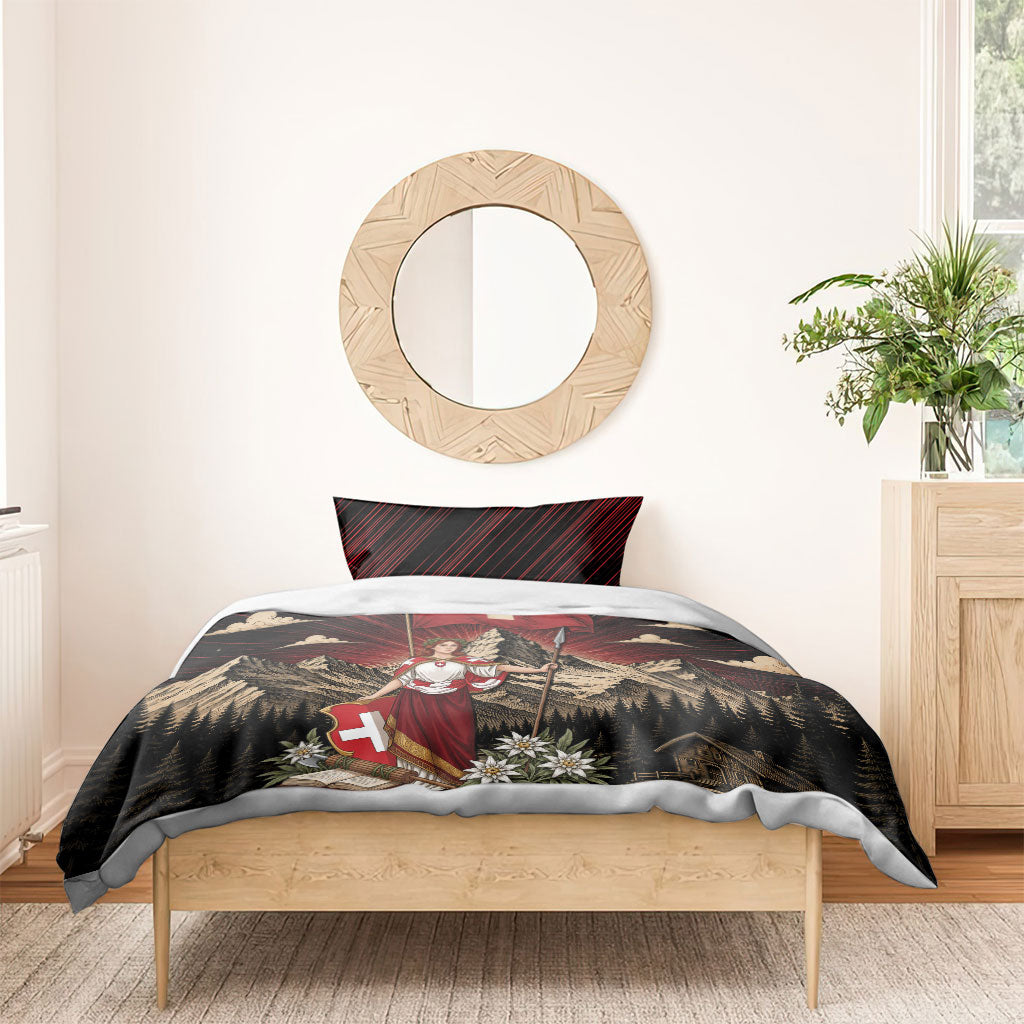Switzerland National Day Bedding Set Helvetia Alps Heritage Pride