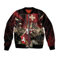 Switzerland National Day Bomber Jacket Helvetia Alps Heritage Pride