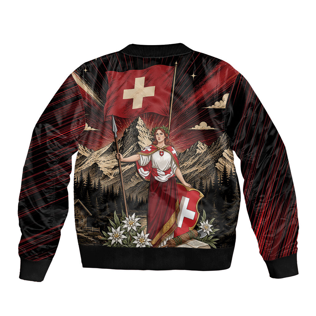 Switzerland National Day Bomber Jacket Helvetia Alps Heritage Pride