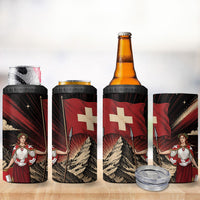 Switzerland National Day 4 in 1 Can Cooler Tumbler Helvetia Alps Heritage Pride