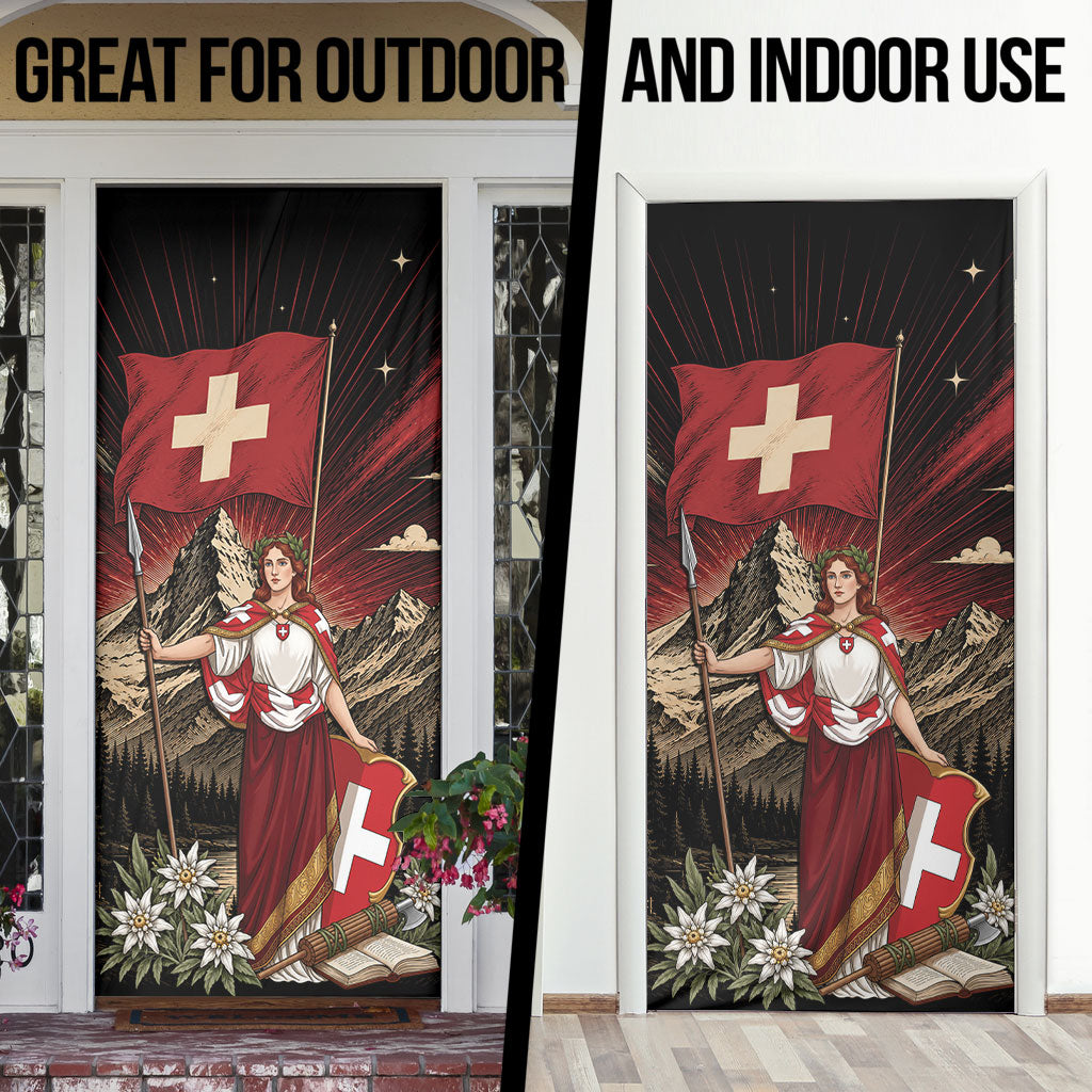 Switzerland National Day Door Cover Helvetia Alps Heritage Pride