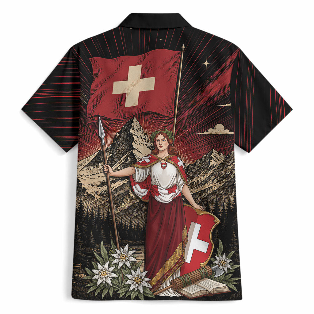 Switzerland National Day Hawaiian Shirt Helvetia Alps Heritage Pride