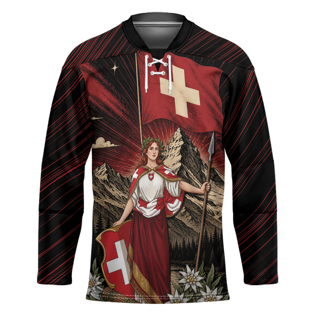 Switzerland National Day Hockey Jersey Helvetia Alps Heritage Pride