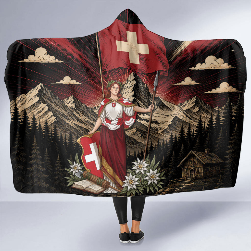 Switzerland National Day Hooded Blanket Helvetia Alps Heritage Pride