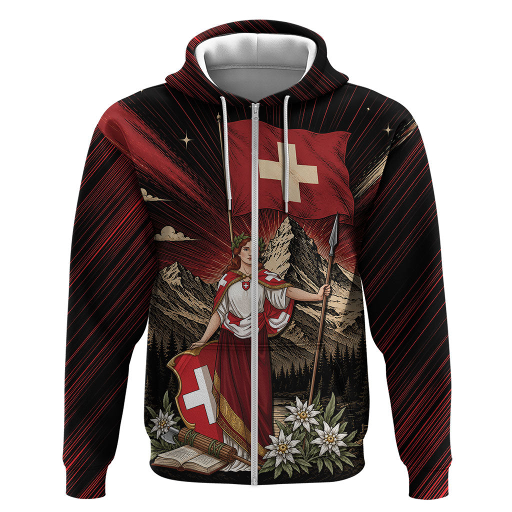 Switzerland National Day Hoodie Helvetia Alps Heritage Pride