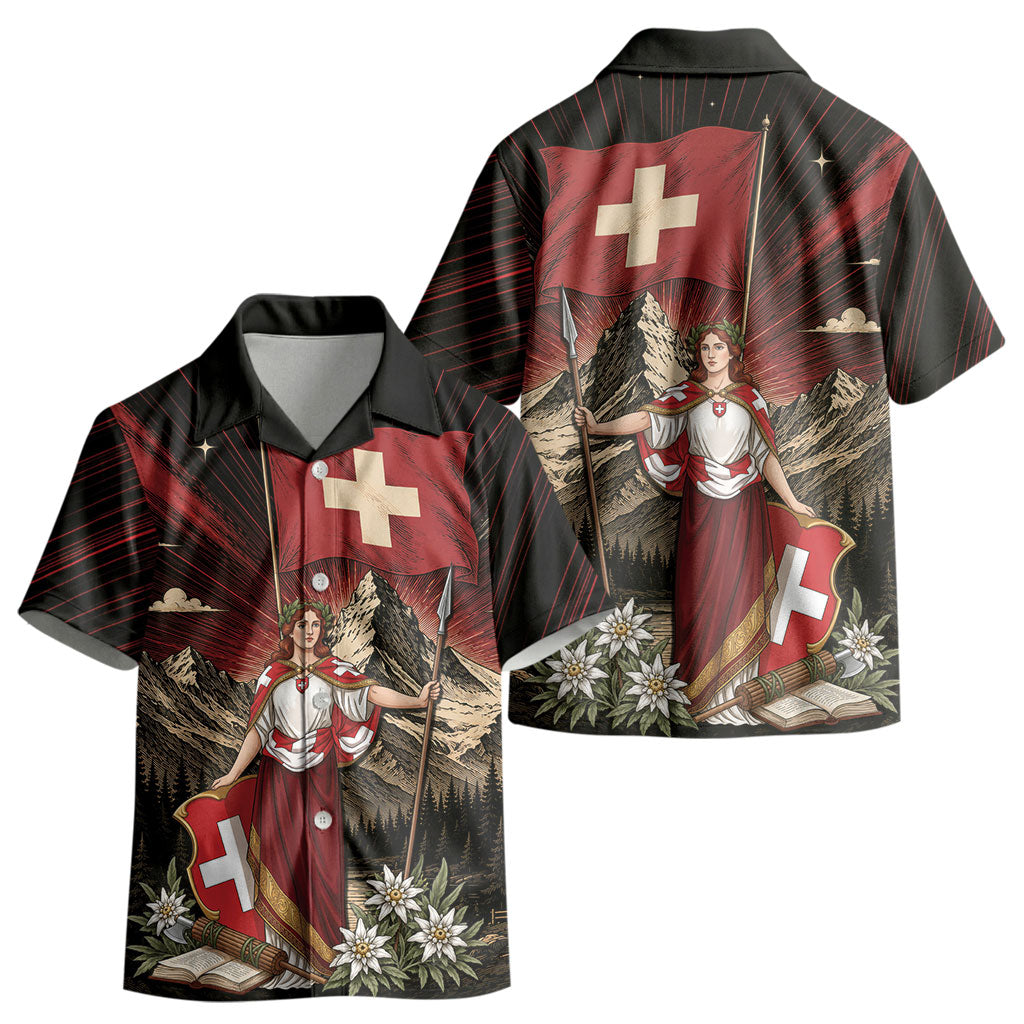 Switzerland National Day Kid Hawaiian Shirt Helvetia Alps Heritage Pride