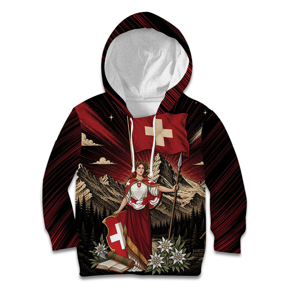 Switzerland National Day Kid Hoodie Helvetia Alps Heritage Pride
