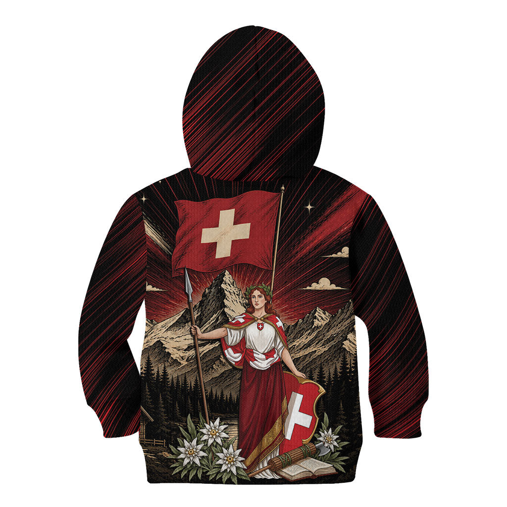 Switzerland National Day Kid Hoodie Helvetia Alps Heritage Pride