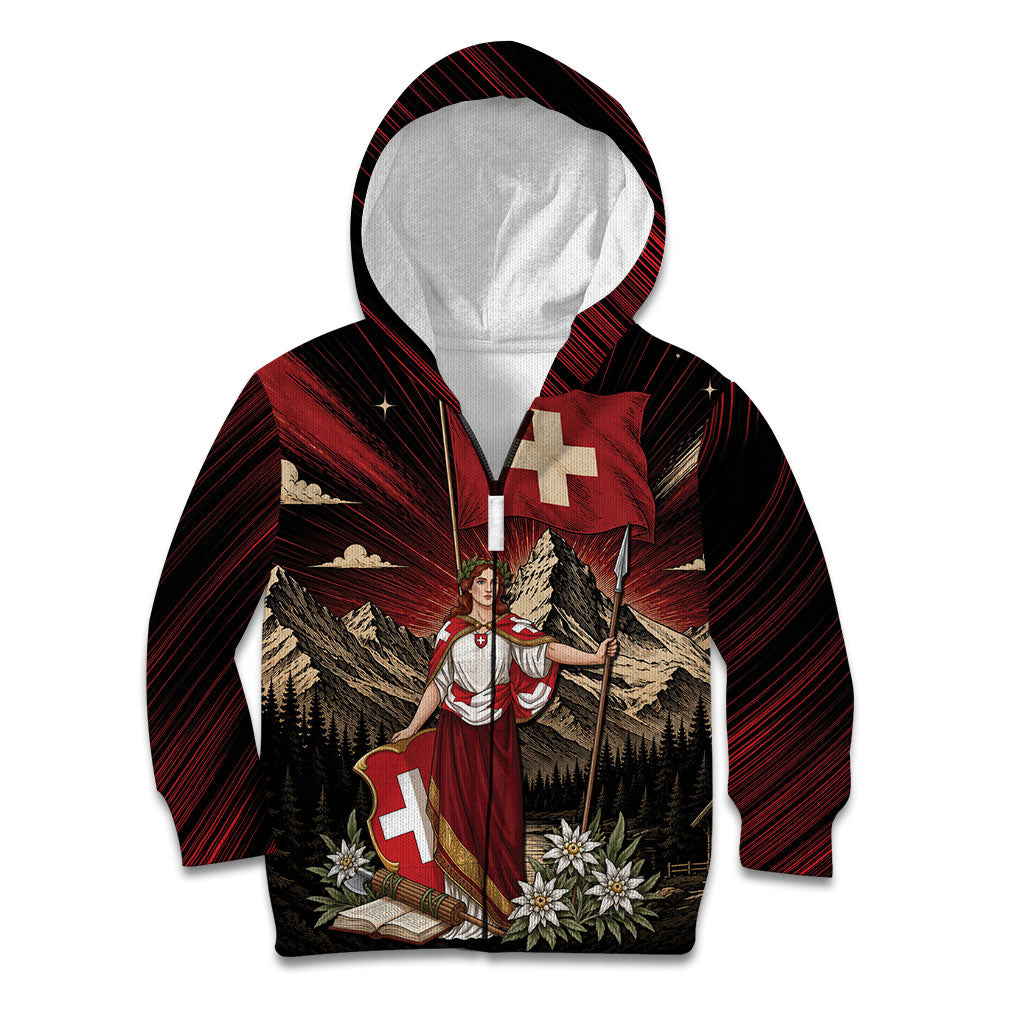 Switzerland National Day Kid Hoodie Helvetia Alps Heritage Pride