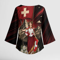 Switzerland National Day Kimono Sleeve Blouse Helvetia Alps Heritage Pride