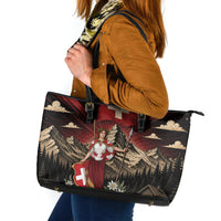 Switzerland National Day Leather Tote Bag Helvetia Alps Heritage Pride