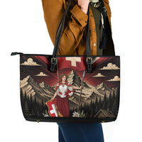 Switzerland National Day Leather Tote Bag Helvetia Alps Heritage Pride