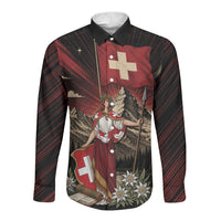 Switzerland National Day Long Sleeve Button Shirt Helvetia Alps Heritage Pride
