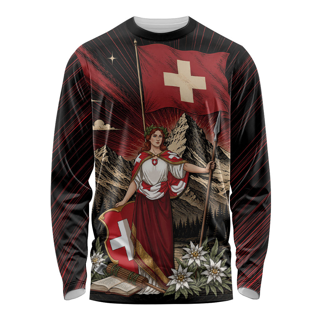 Switzerland National Day Long Sleeve Shirt Helvetia Alps Heritage Pride