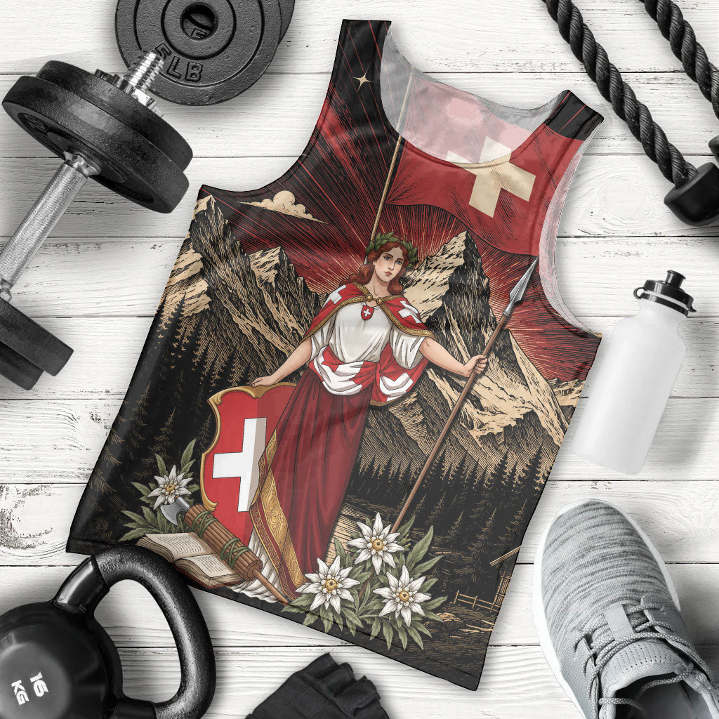 Switzerland National Day Men Tank Top Helvetia Alps Heritage Pride