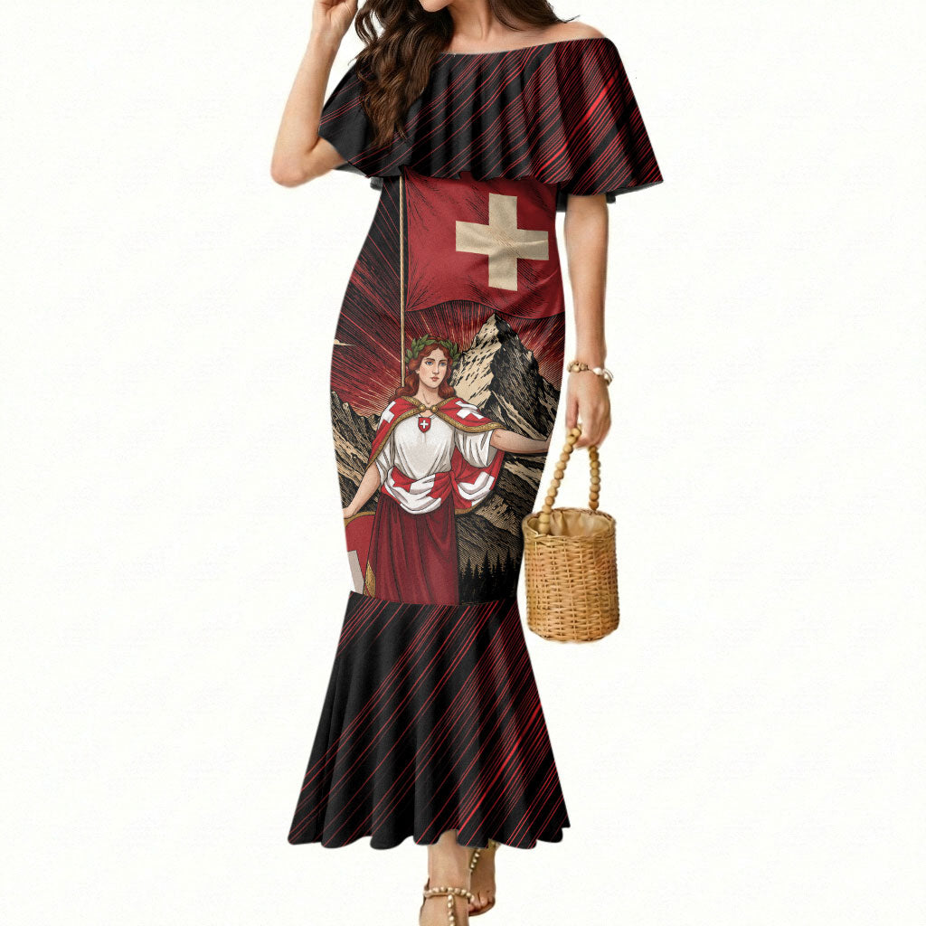 Switzerland National Day Mermaid Dress Helvetia Alps Heritage Pride
