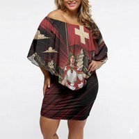 Switzerland National Day Off Shoulder Short Dress Helvetia Alps Heritage Pride