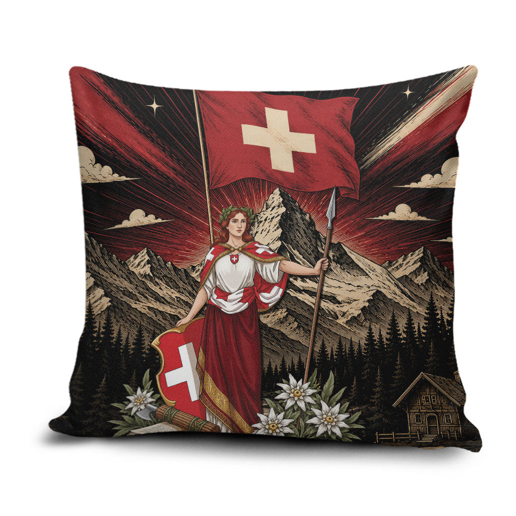 Switzerland National Day Pillow Cover Helvetia Alps Heritage Pride