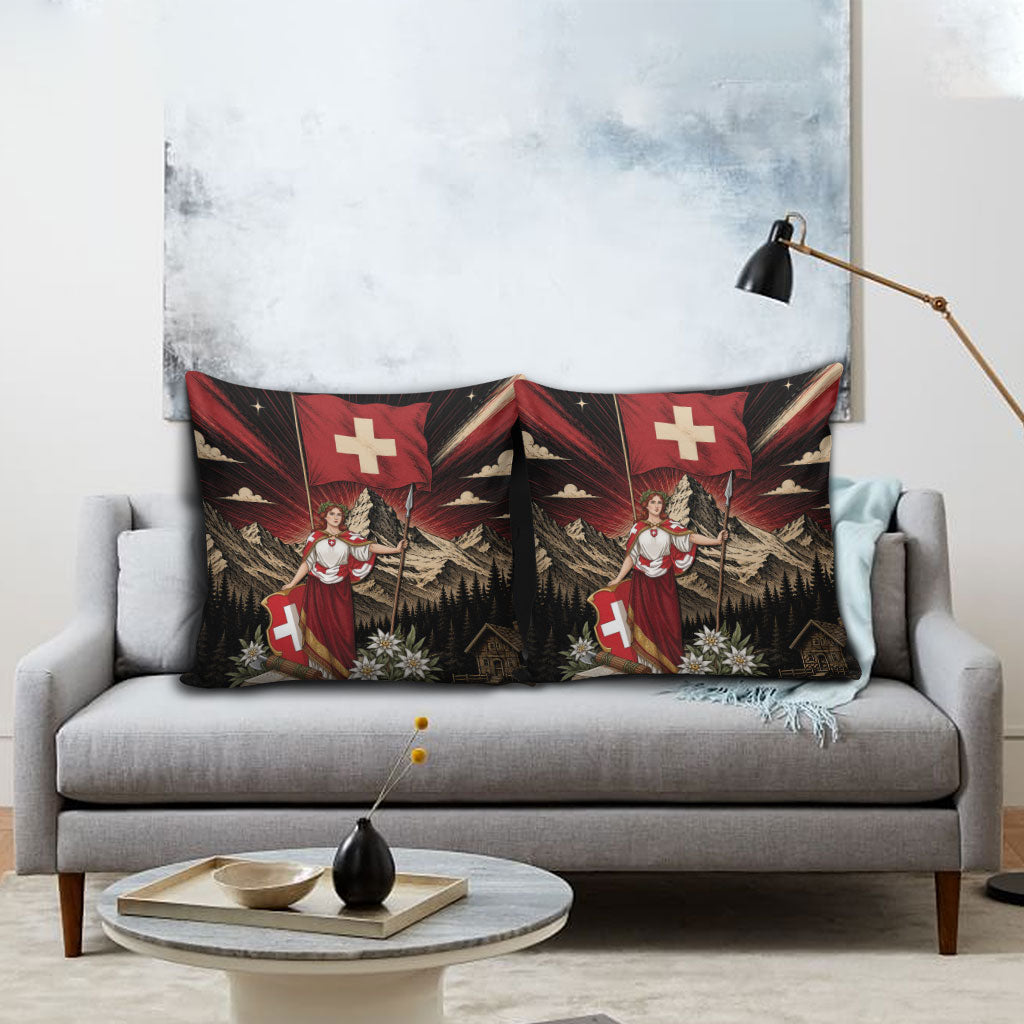 Switzerland National Day Pillow Cover Helvetia Alps Heritage Pride