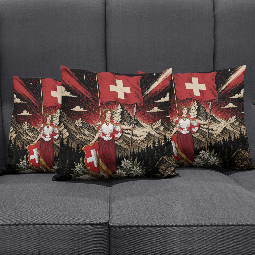 Switzerland National Day Pillow Cover Helvetia Alps Heritage Pride